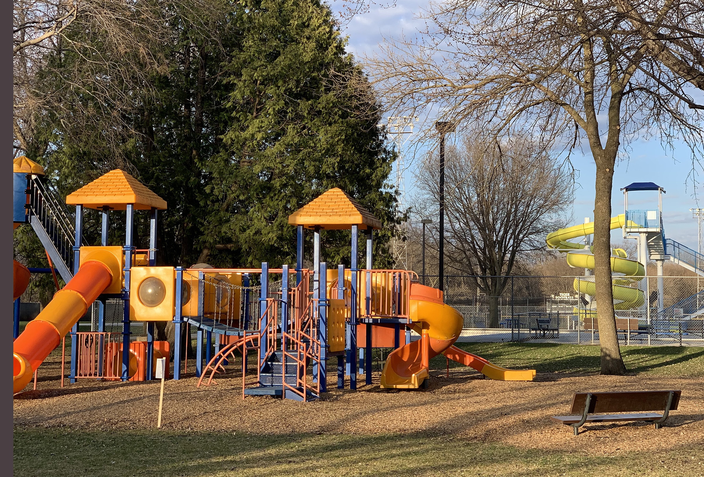 riverside park with Outdoor Kids Climbing Frames