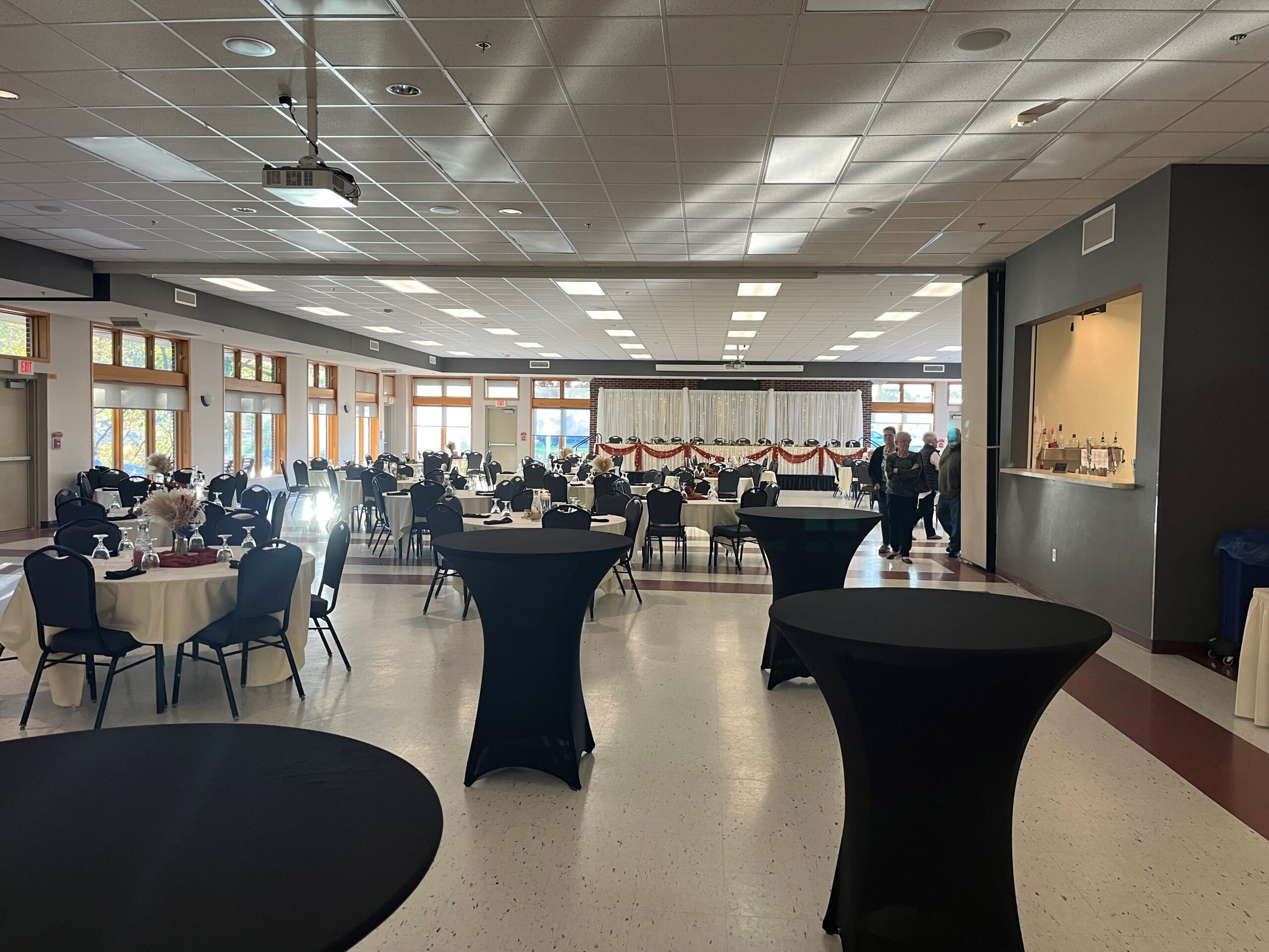 springfield community center black and white wedding reception