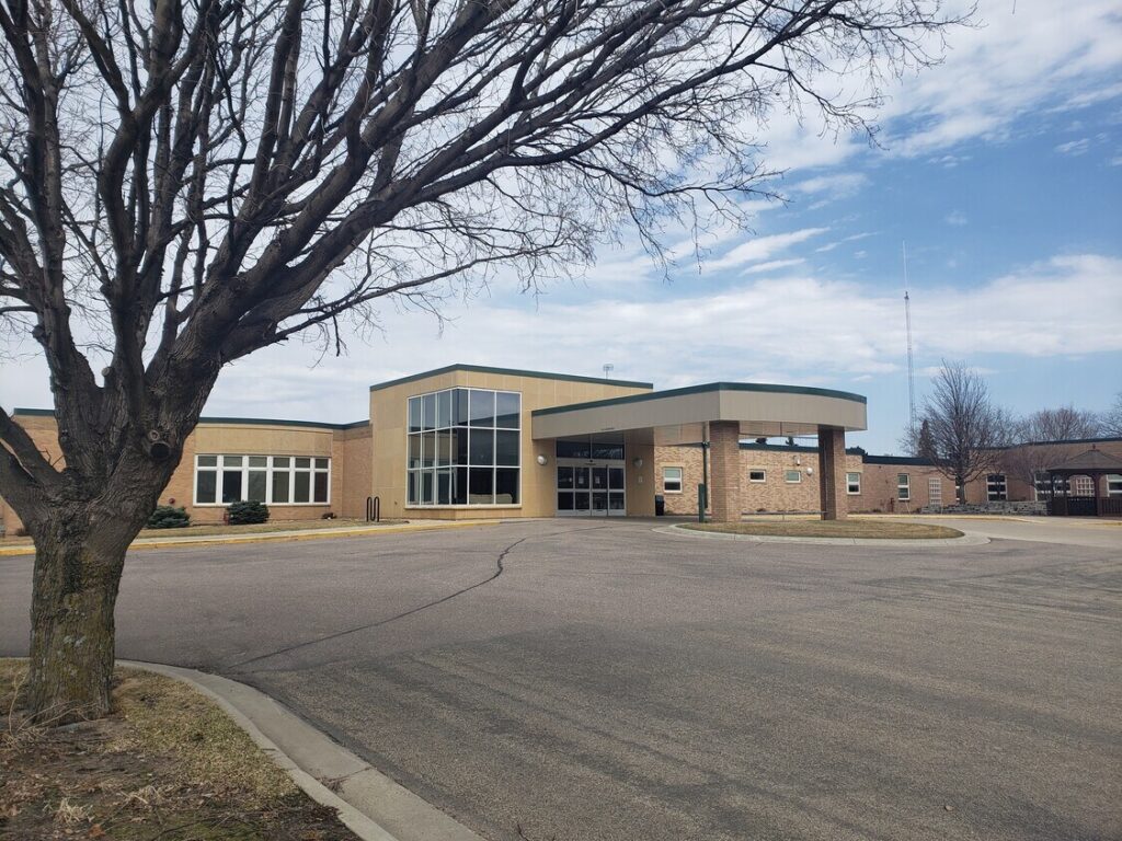 medical center main entrance curb view