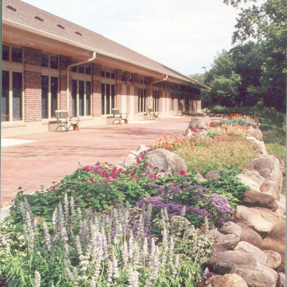 community center back with garden
